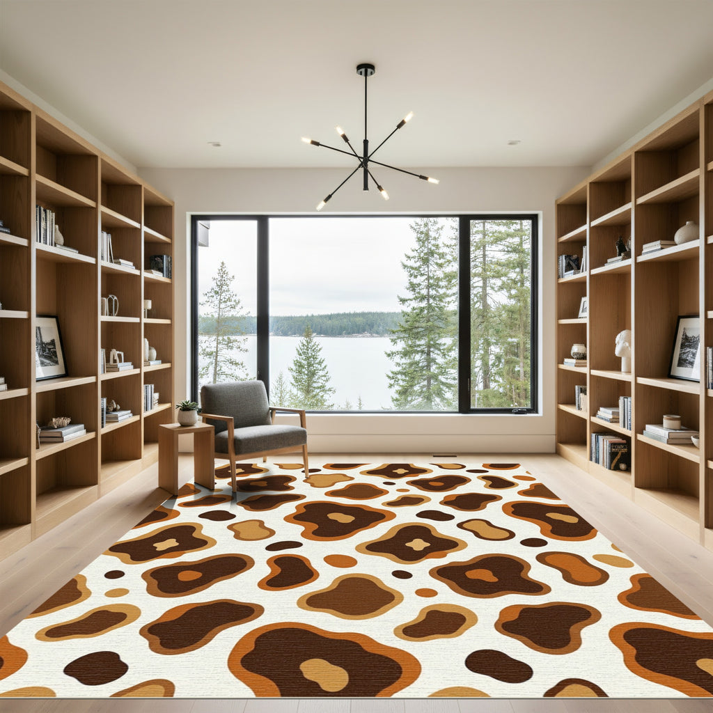 Modern Earthy Brown Abstract Animal Spot Rug