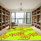 Lime Green Red Snowflake Medallion Rug