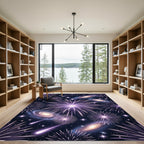 Galactic Fireworks Purple Starry Night Rug