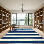 Nautical Striped Shoreline Lighthouse Ship Rug