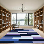 Cool Toned Horizontal Stripe Composition Rug