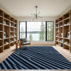 Modern Charcoal Slanted Linear Abstract Rug