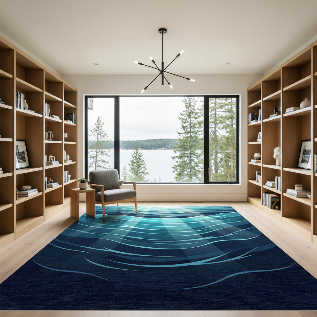 Radiant Sunlit Deep Blue Ocean Waves Rug