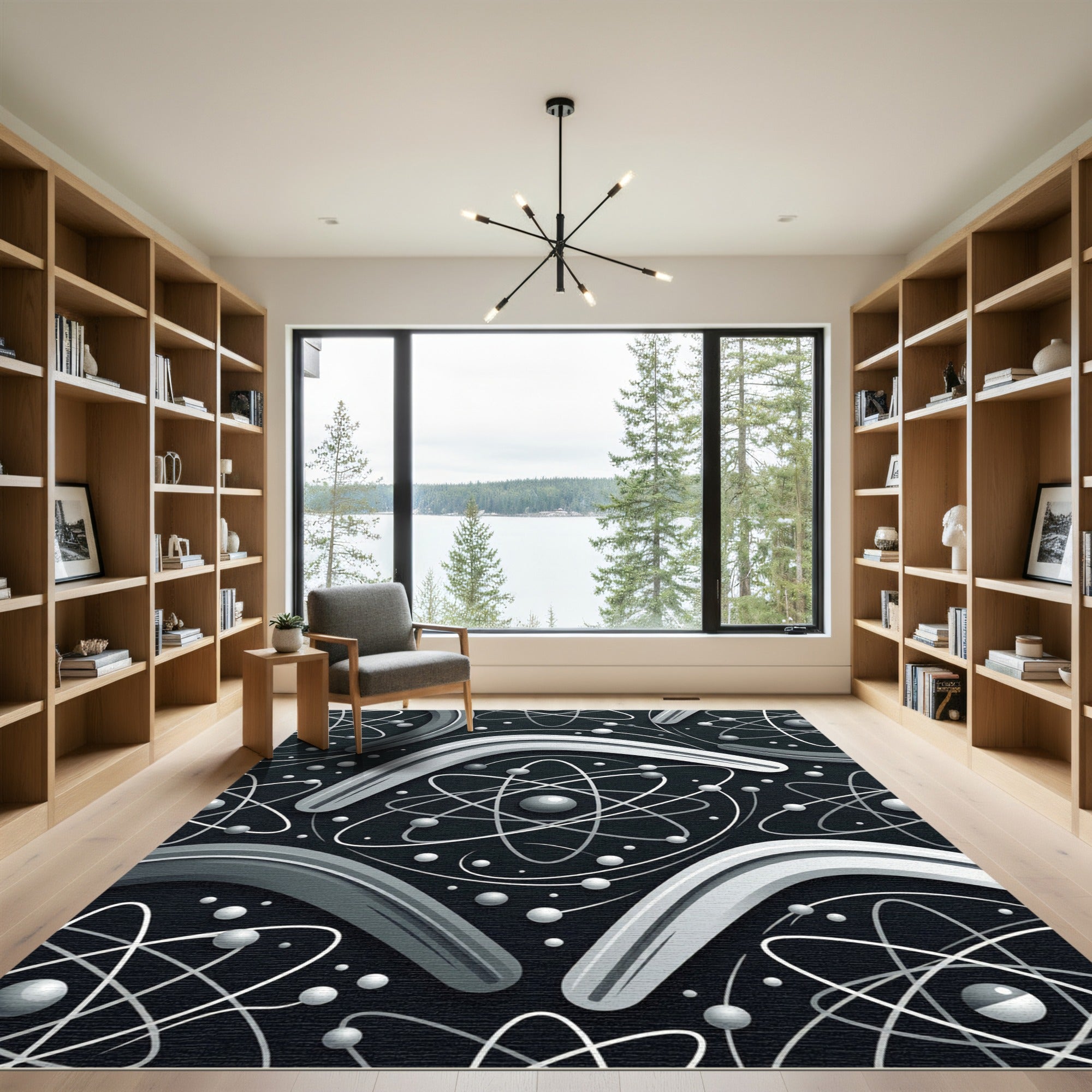Monochromatic Abstract Atomic Boomerang Rug