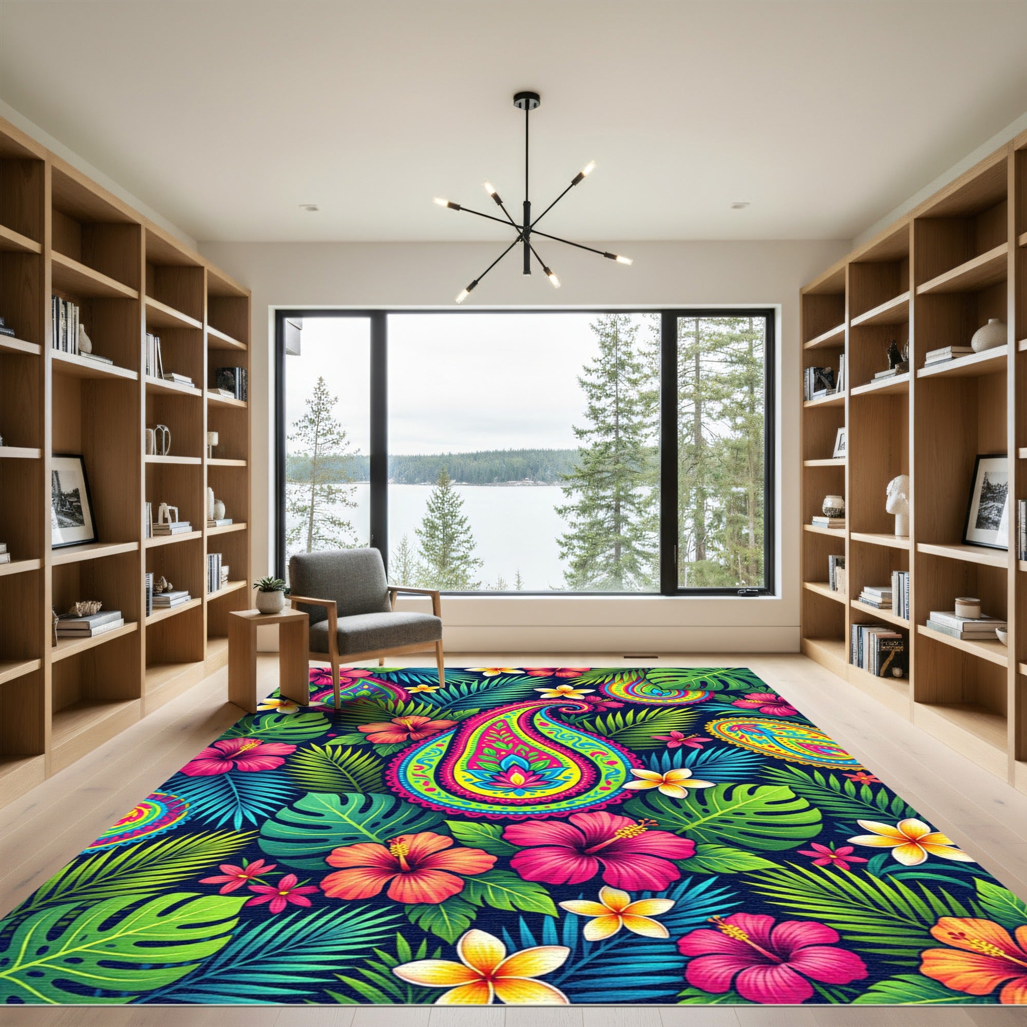 Vibrant Tropical Paisley Floral Oasis Rug