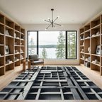 Monochrome Brutalist Concrete Grid Architecture Rug