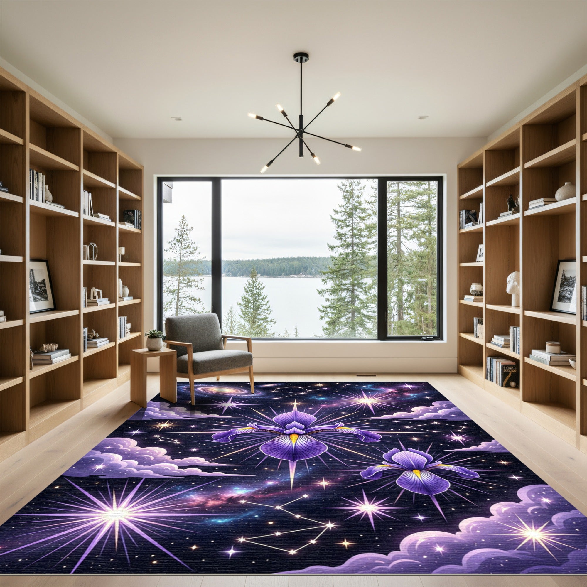 Purple Iris Cosmic Galaxy Constellation Rug