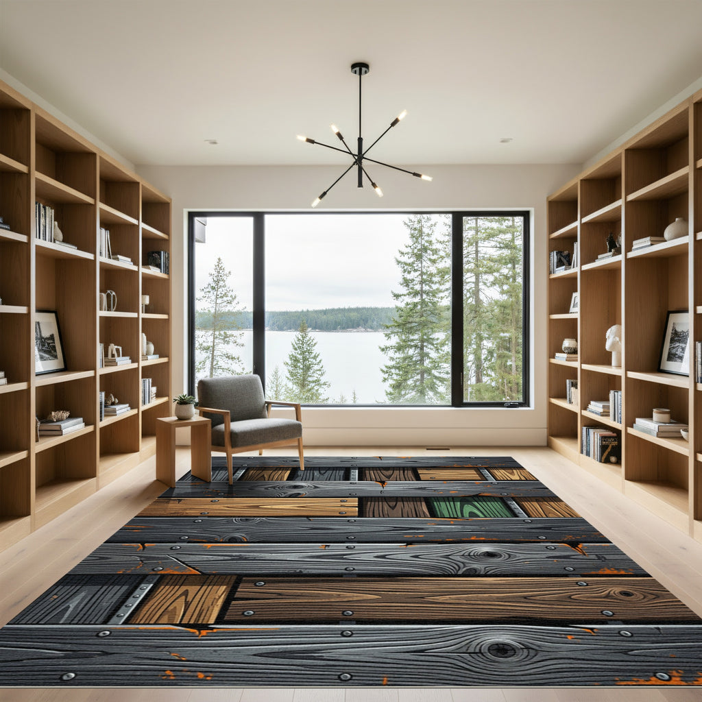 Weathered Wood Plank Graphic Rug