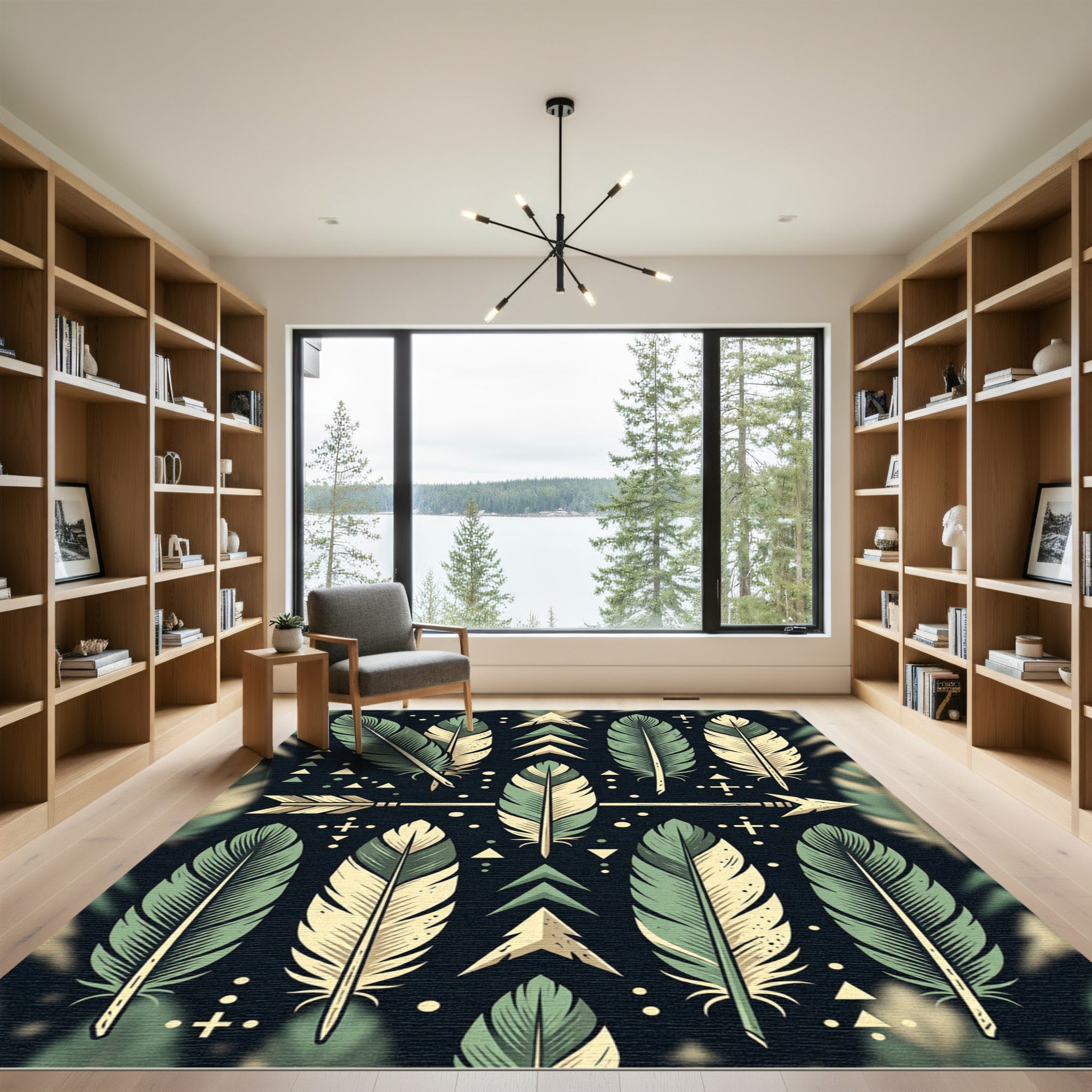 Sage Feather Arrow Folk Graphic Rug