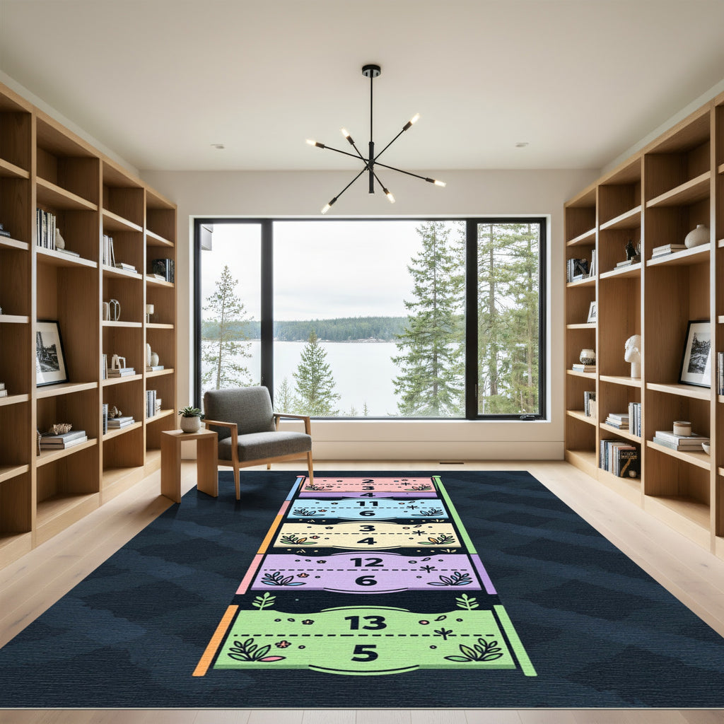 Pastel Numbered Botanical Graphic Panel Rug