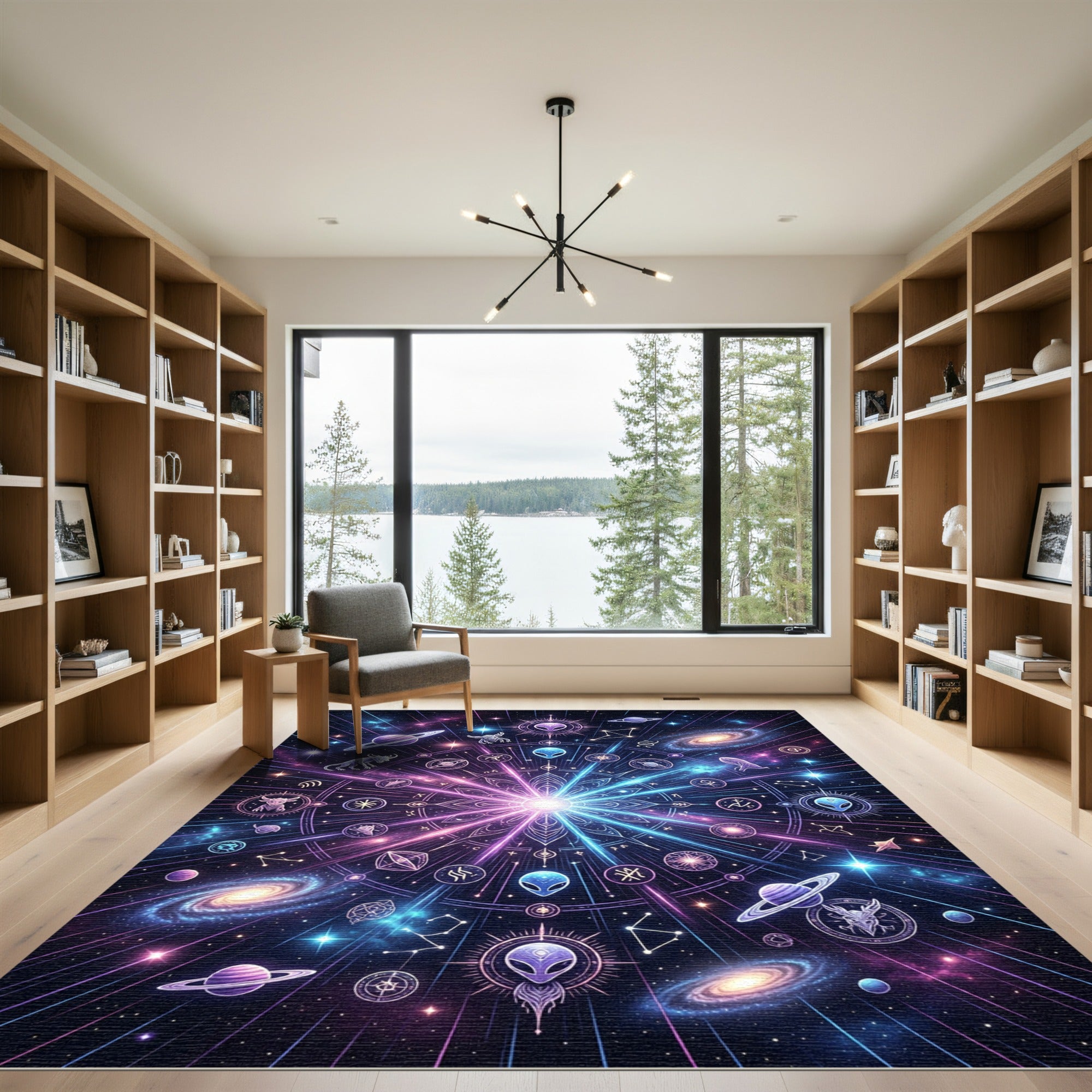 Cosmic Alien Galaxy Celestial Art Rug