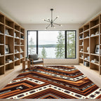 Earthy Brown Geometric Chevron Tribal Rug