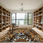 Exotic Leopard Face Sunburst Collage Rug