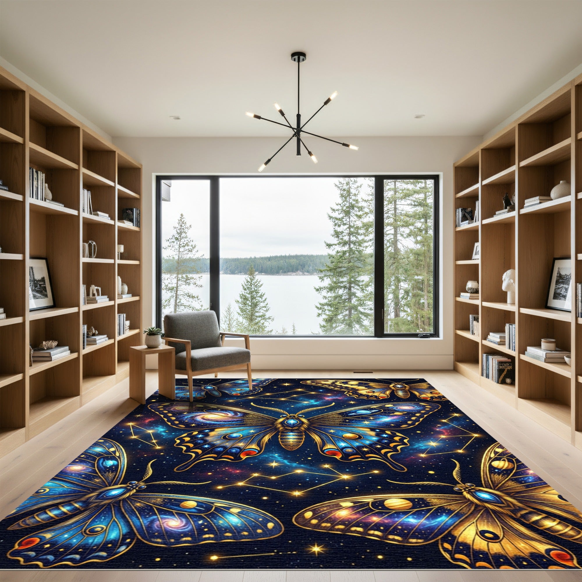 Cosmic Galaxy Butterfly Starry Night Rug