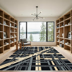 Industrial Geometric Beam Grid Structure Rug