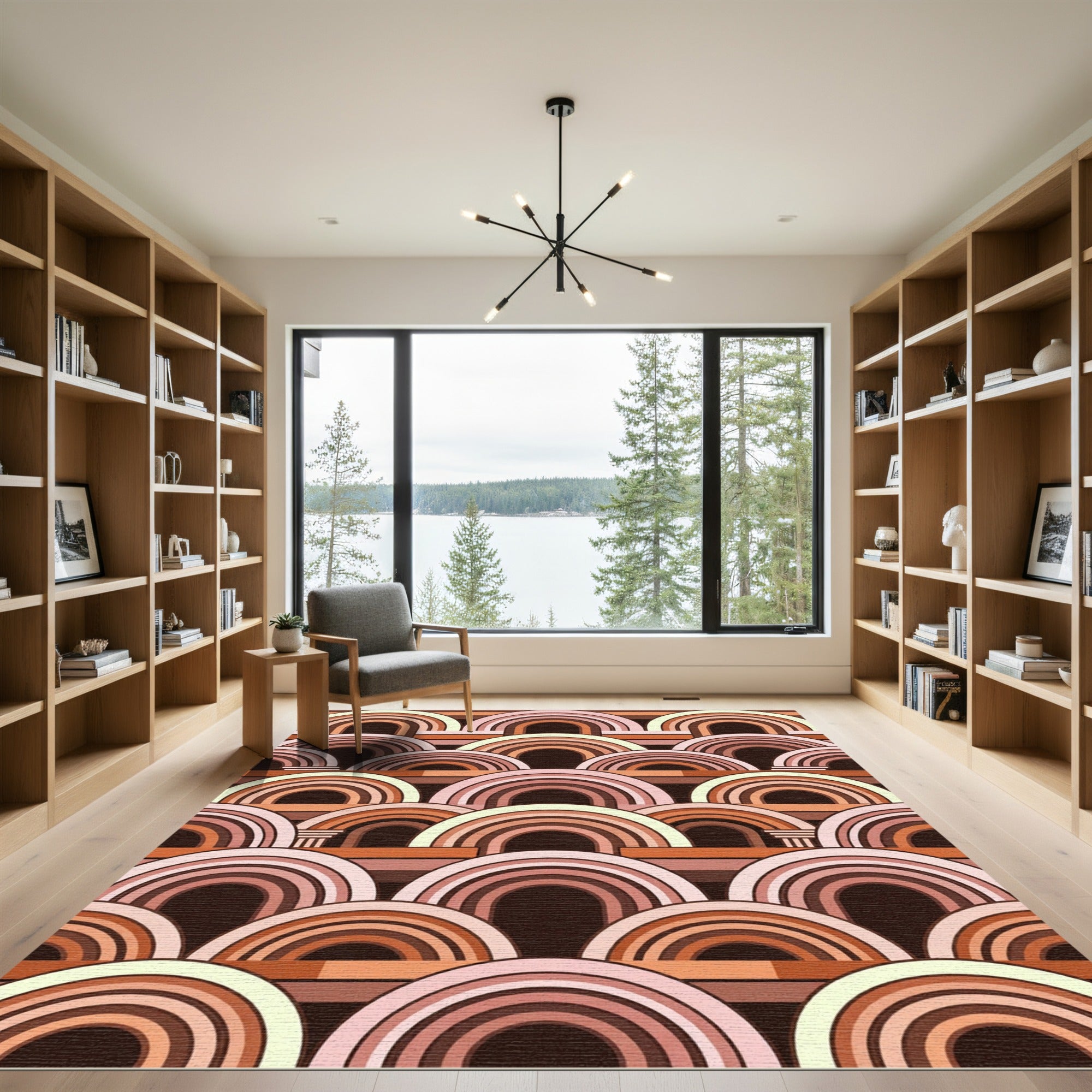 Retro Layered Arch Terracotta Rug