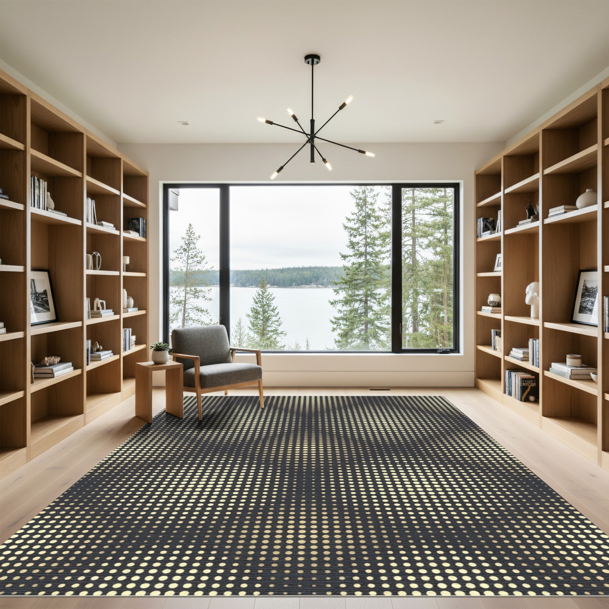 Modern Gold Dot Gradient Rug