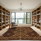 Tribal Earth Tone Geometric Diamond Rug