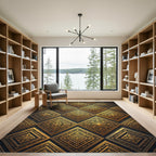 Gilded Metallic Geometric Diamond Tile Rug
