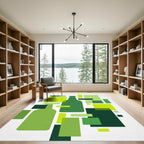 Abstract Geometric Green Bottle Composition Rug