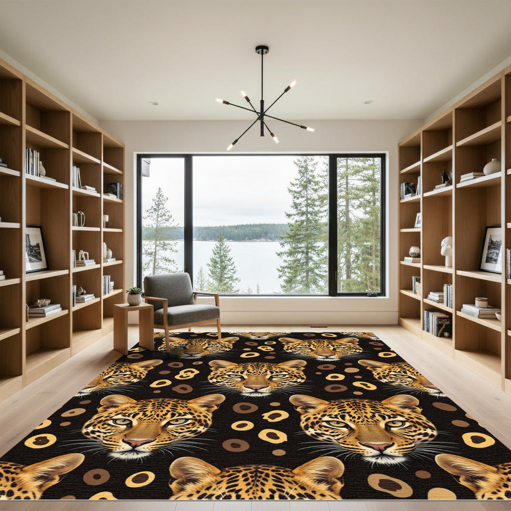 Bold Leopard Face Abstract Spots Rug