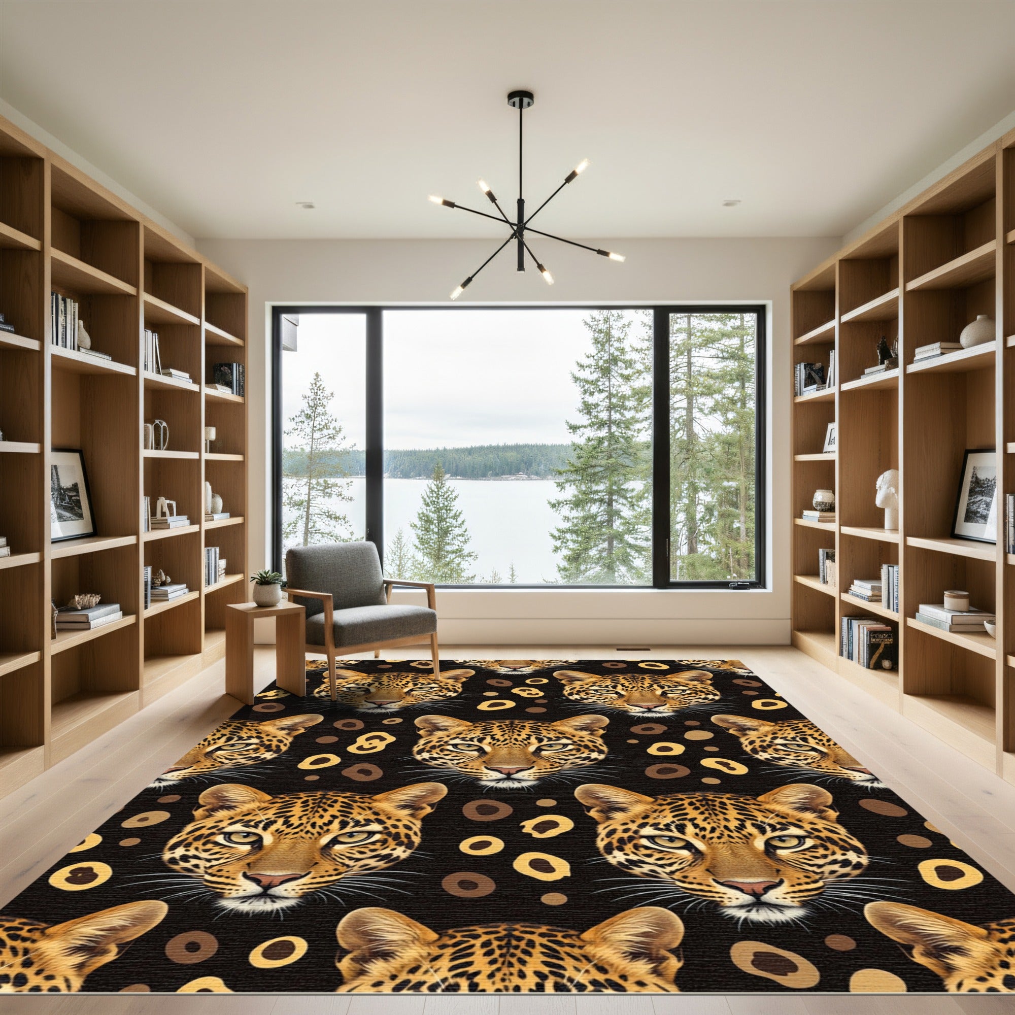 Bold Leopard Face Abstract Spots Rug