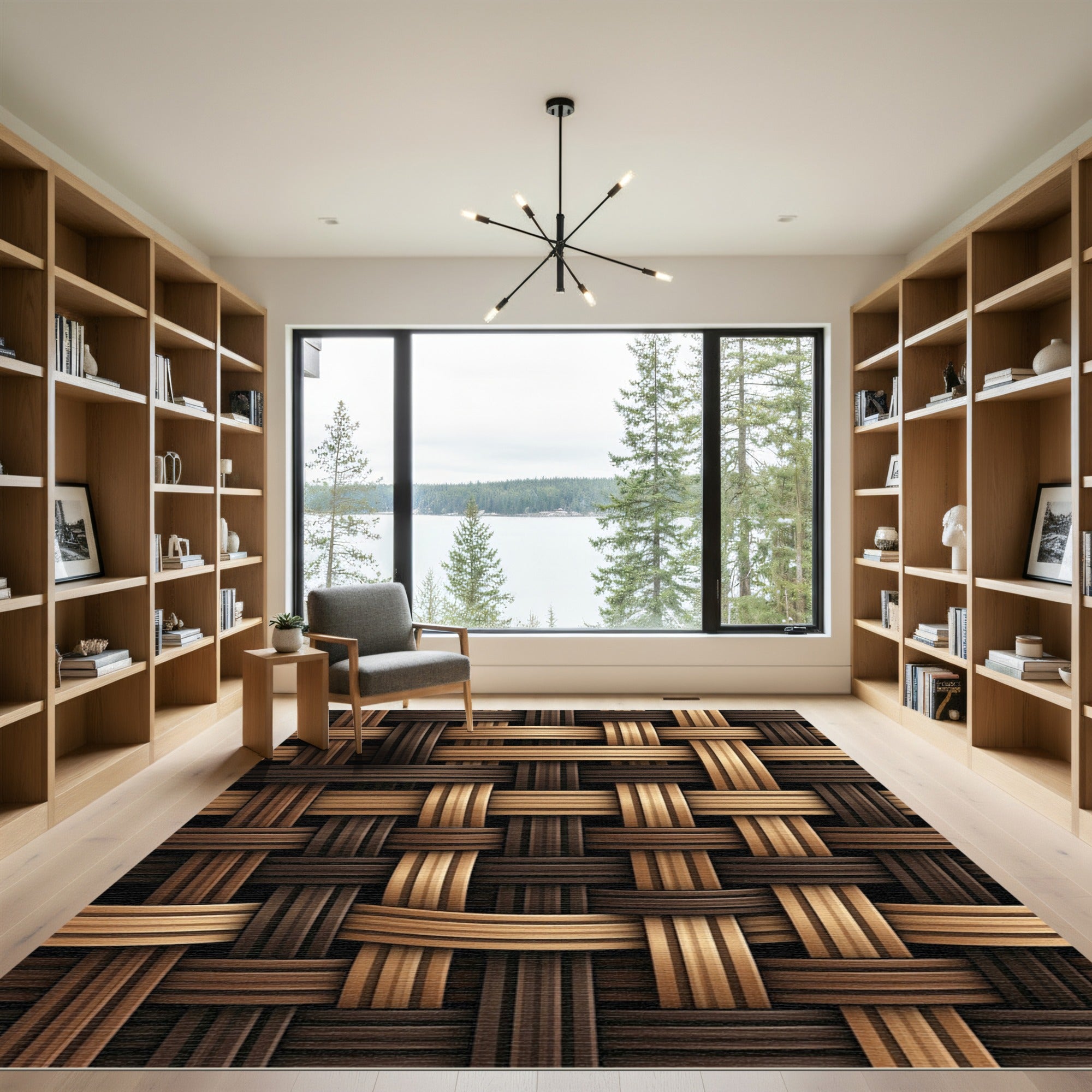 Rich Woven Wood Grain Texture Rug