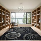 Monochrome Wood Grain Rings Rug