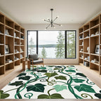 Charming Forest Ivy Green Botanical Wallpaper Rug
