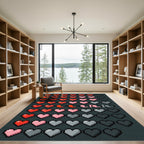 Pixelated Heart Gradient Ombre Grid Rug