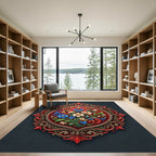 Elegant Crimson Floral Medallion Medley Rug