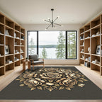 Elegant Beige Rose Floral Medallion Rug