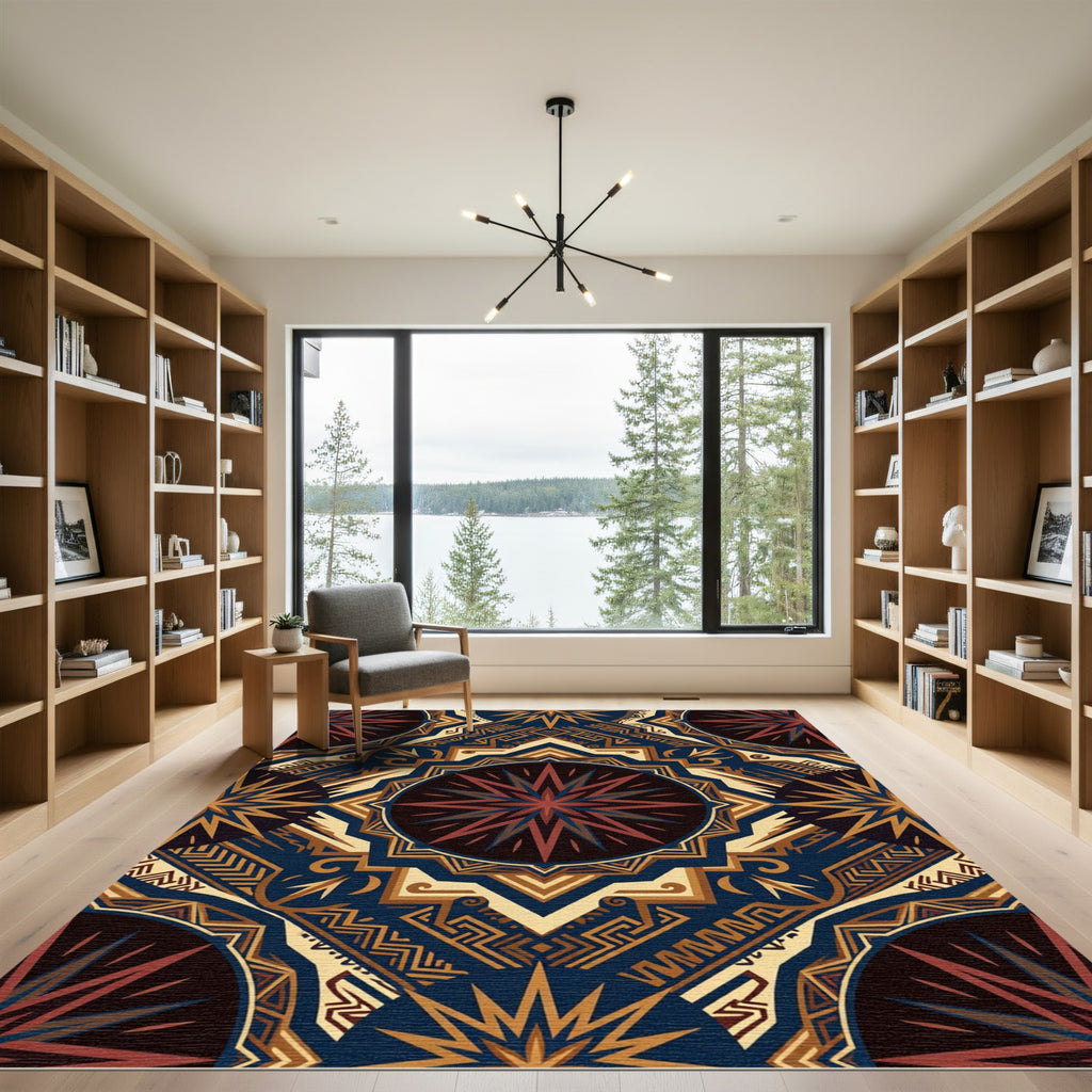 Midnight Sun Celestial Geometric Medallion Rug