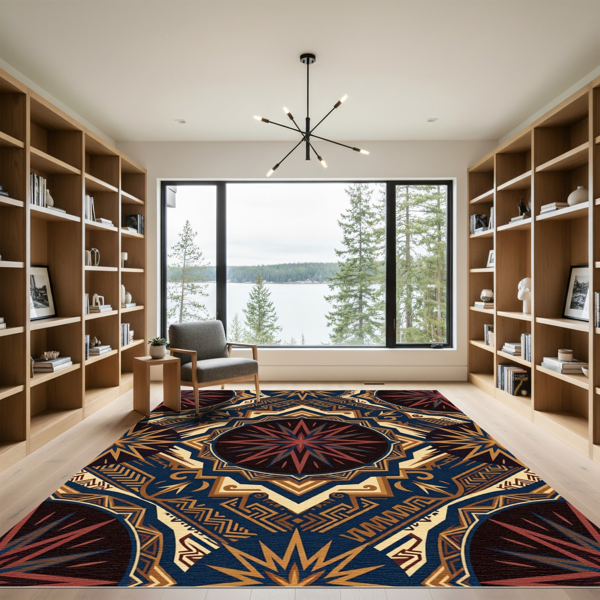 Midnight Sun Celestial Geometric Medallion Rug