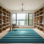 Cool Blue Horizontal Reflection Lines Rug