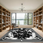 Black and White Spotted Bovine Hide Rug
