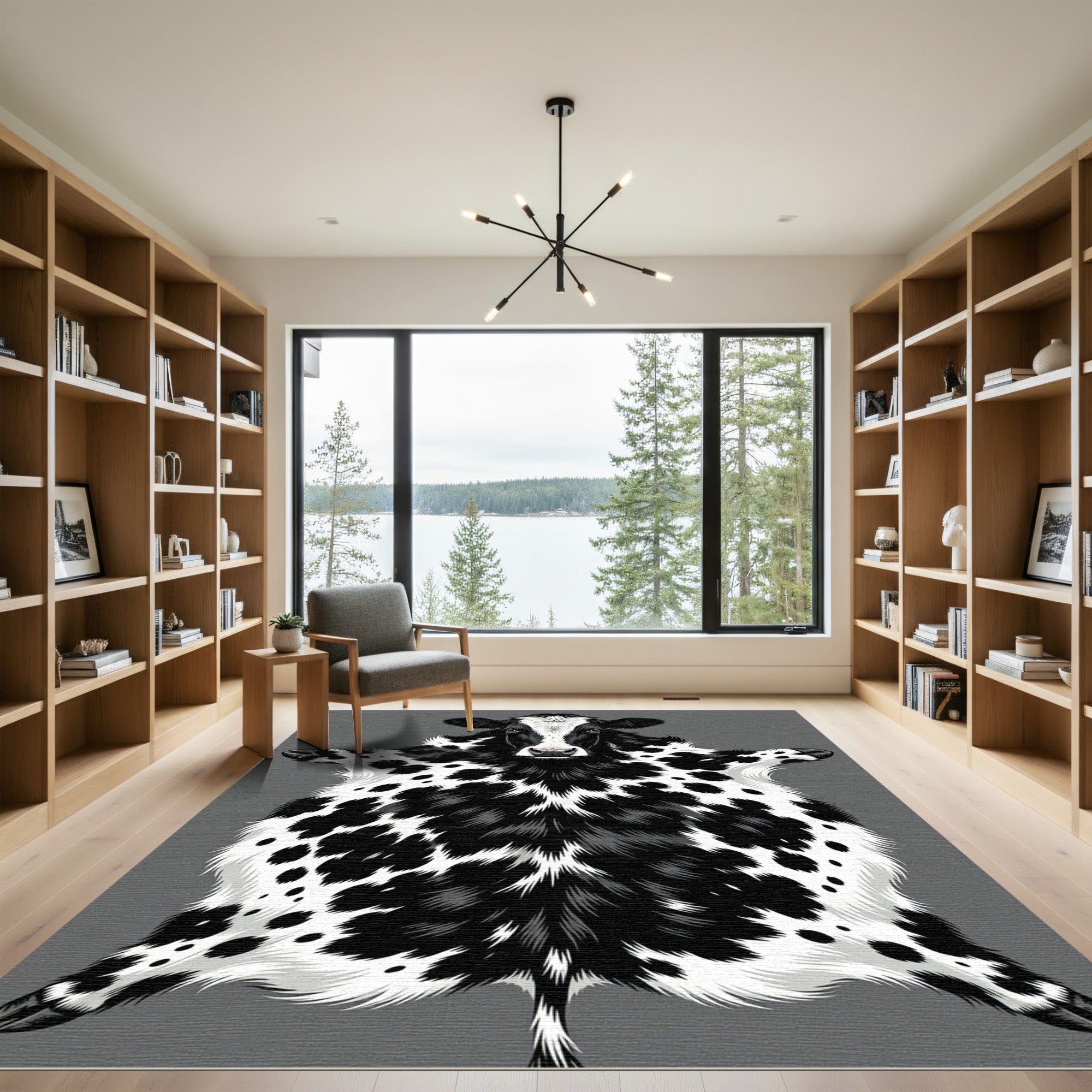 Black and White Spotted Bovine Hide Rug