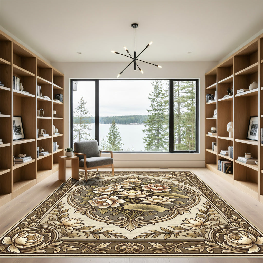 Antique Floral Lotus Medallion Rug
