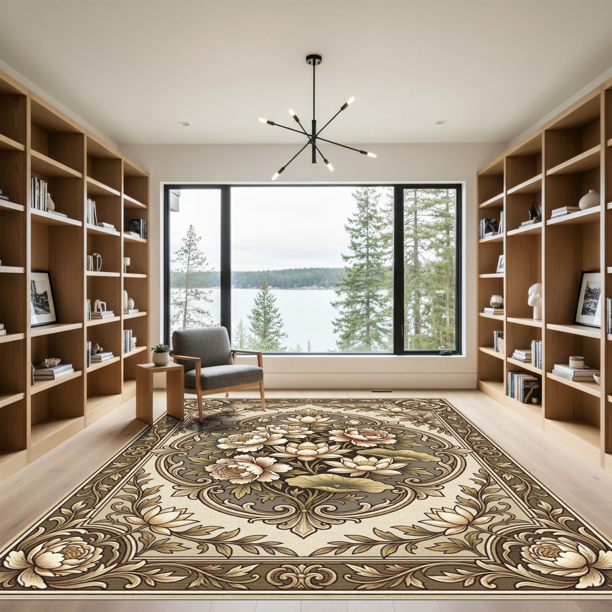 Antique Floral Lotus Medallion Rug