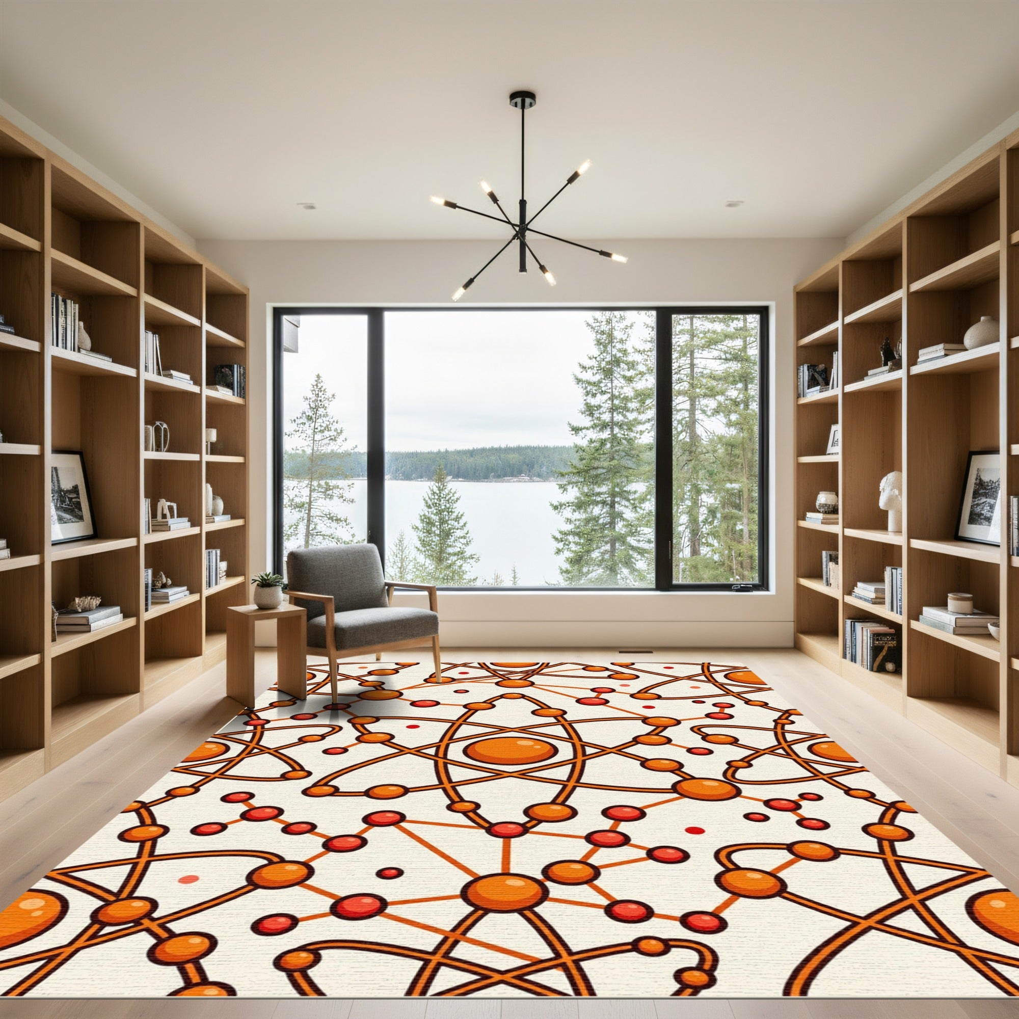 Atomic Orb And String Network Rug