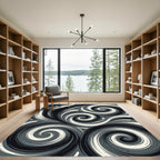 Monochromatic Swoosh Swirl Rug