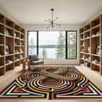 Modern Geometric Infinity Maze Ochre Rug