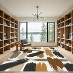 Earthy Abstract Brushstroke Ochre Bronze Rug