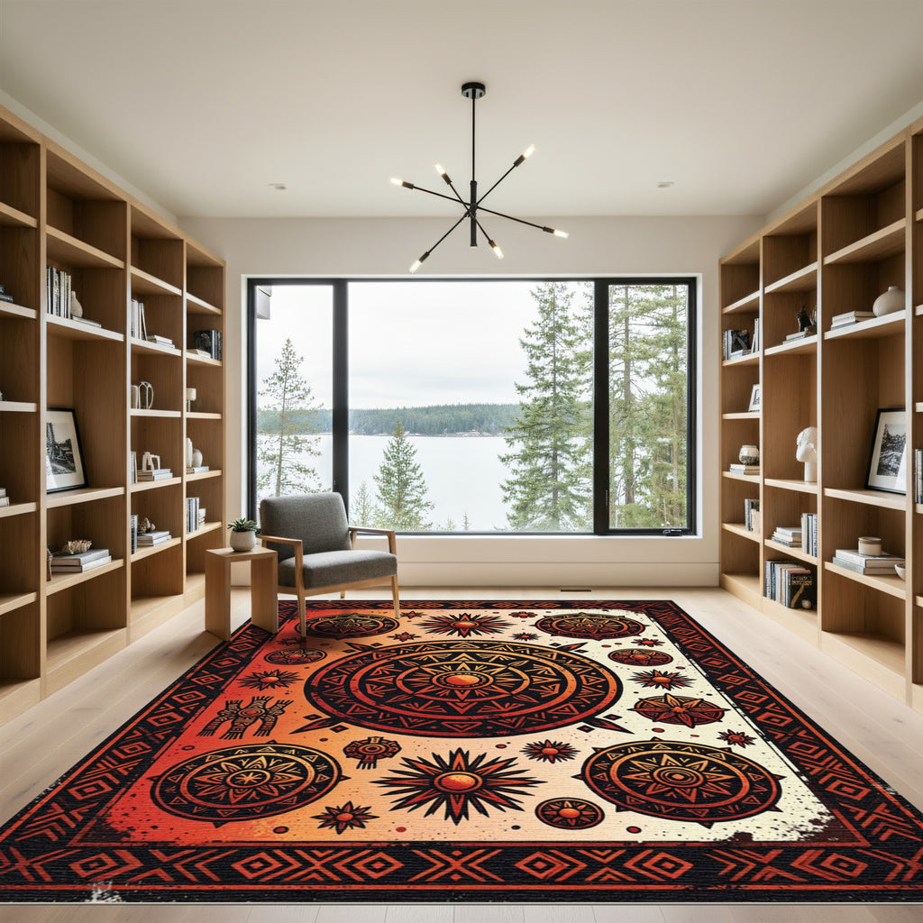 Tribal Solar Medallion Ember Geometric Rug