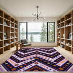 Purple Orange Tribal Chevron Rug