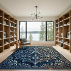 Ornate Azure Floral Medallion Rug