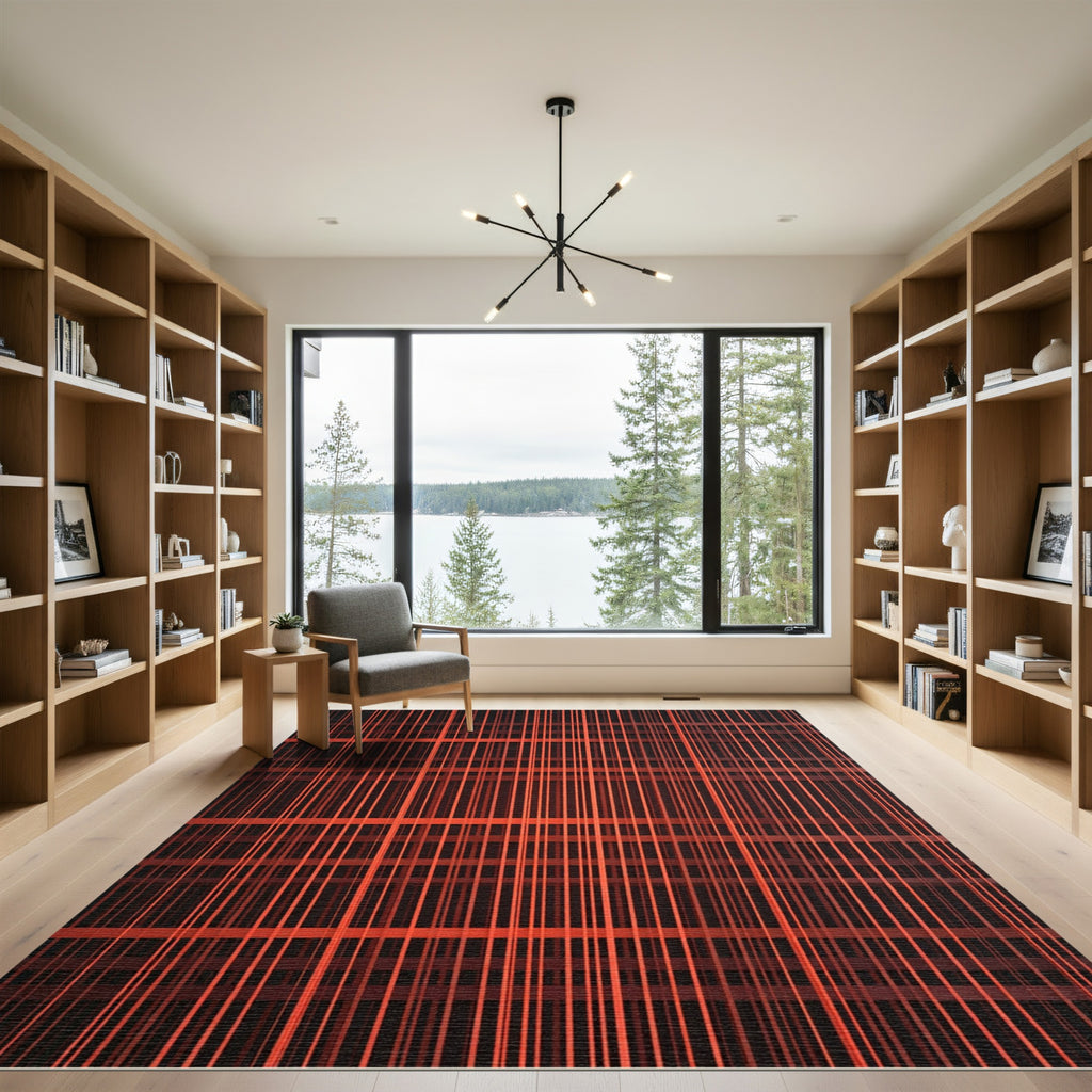 Red Orange Plaid Lattice Rug