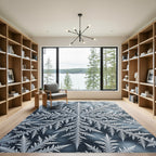 Icy Silver Geometric Snowflake Fractal Rug