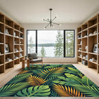 Lush Golden Tropical Foliage Rug
