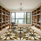 Earthy Ochre Starburst Abstract Medallion Rug